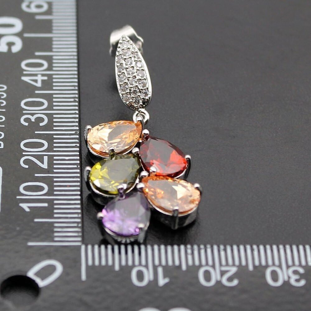 Women's Drop Earrings Sterling Silver Multi Gemstones Dangle Jewelry - Picture 5 of 6